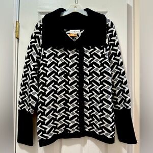 Gently worn Women’s Black and White Once Again LS Double Breasted Sweater